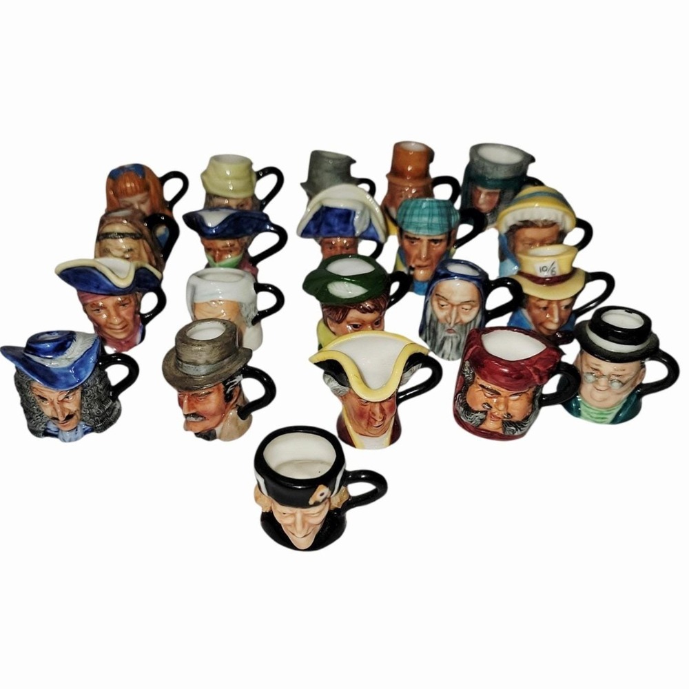 Vtg 80s Franklin Porcelain Peter Jackson Miniature Toby Character Jugs 21 Piece